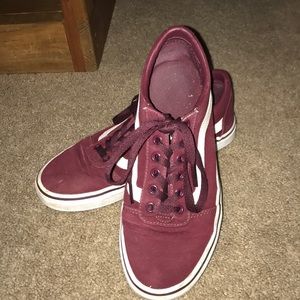 Maroon Old Skool Vans (white laces included)